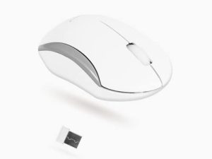 ماوس لاسلكي USB لأجهزة الكمبيوتر المحمول أو الكمبيوتر المكتبي من Macally ، فأرة كمبيوتر مع مستقبل USB ، و 3 أزرار ، وعجلة تمرير - فأرة لاسلكية وماوس لاسلكي لأجهزة الكمبيوتر المحمول التي تعمل بنظام Windows Mac والكمبيوتر المحمول Chromebook - أبيض