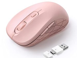 ماوس لاسلكي Doukible Type C مزدوج الوضع 2.4G & USB C لاسلكي لأجهزة Mac و Windows والكمبيوتر والكمبيوتر المحمول والكمبيوتر الشخصي و MacBook و iPad - وردي