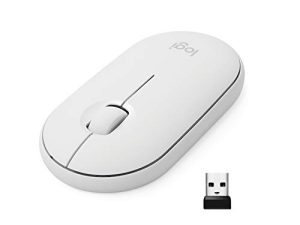 ماوس لاسلكي من لوجيتك Pebble M350 مزود بتقنية البلوتوث أو USB - ماوس كمبيوتر صامت ونحيف مع خاصية النقر الهادئ لأجهزة iPad والكمبيوتر المحمول والكمبيوتر المحمول والكمبيوتر الشخصي وماك - أوف وايت (متجدد)