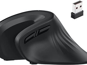 iClever Ergonomic Mouse - ماوس لاسلكي عمودي 6 أزرار مع DPI مريح قابل للتعديل 2.4G ماوس بصري مريح عمودي لماك ، الكمبيوتر الشخصي ، سطح المكتب ، الكمبيوتر المحمول