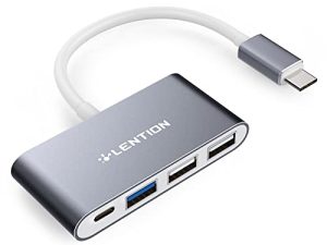 موزع LENTION 4 في 1 USB-C مع النوع C و USB 3.0 و USB 2.0 متوافق مع 2022-2016 MacBook Pro 13/14/15/16 و Mac Air / Surface الجديد و ChromeBook والمزيد ومحول شحن وتوصيل متعدد المنافذ (CB -C13 ، رمادي فلكي)