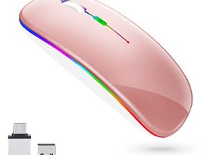 ماوس بلوتوث لاسلكي ، فأرة بلوتوث قابلة لإعادة الشحن (بلوتوث 5.1 + USB) 2.4 جيجا هرتز ماوس مكتب ضوئي محمول ， ماوس بلوتوث لماك بوك إير ، ماك بوك برو ، ماك ، كمبيوتر ، كمبيوتر ، كمبيوتر محمول ، سطح المكتب (ذهبي وردي)