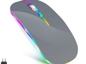 ماوس لاسلكي LED من SAWEY لجهاز MacBook air / MacBook Pro / أجهزة الكمبيوتر المحمولة / Windows / Mac ، ماوس صامت قابل لإعادة الشحن 2.4G USB / Type-c ، ماوس لاسلكي قابل لإعادة الشحن لأجهزة MacBook / air / pro / mac / pc (رمادي) 2.4Grey
