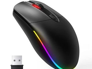 ماوس لاسلكي بإضاءة خلفية RGB ، فأرة كمبيوتر صامت KKUOD قابلة لإعادة الشحن 2.4 جيجا مع بطارية 600 مللي أمبير في الساعة 4 أوضاع إضاءة 4 مستويات DPI للكمبيوتر المكتبي والكمبيوتر اللوحي والكمبيوتر اللوحي Mac