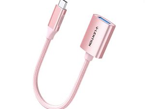 محول LENTION USB C إلى USB 3.0 ، من النوع C ذكر إلى USB 3.0 أنثى OTG متوافق مع 2022-2016 MacBook Pro ، iPad Pro / Mac Air / Surface الجديد ، Chromebook ، الهاتف / الكمبيوتر اللوحي (CB-C6-1P ، ذهبي وردي)