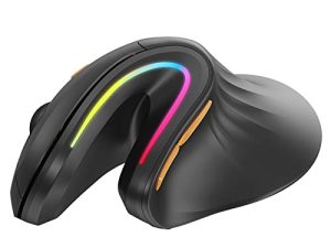 ماوس لاسلكي مريح ، ماوس ProtoArc EM11 Bluetooth عمودي Ergo ، قابل لإعادة الشحن ، 2.4G RGB فأرة رأسية بصرية مع 3 وحدات DPI قابلة للتعديل ، اتصال 3 أجهزة للكمبيوتر الشخصي ، iPad ، Mac ، Windows-Black