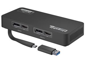 قابل للتوصيل 4K DisplayPort ومحول شاشة HDMI مزدوج لـ USB 3.0 و USB-C ، متوافق مع Windows و Mac