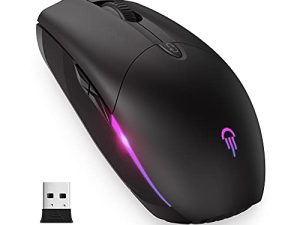 ماوس بلوتوث RGB ، وضع مزدوج (2.4 جيجا + بلوتوث * 2) ماوس لاسلكي LED قابل لإعادة الشحن مع DPI قابل للتعديل ، ماوس كمبيوتر بنقر صامت يدعم 3 أجهزة لأجهزة Mac / iOS / كمبيوتر محمول / Macbook / Windows / PC / Tablet