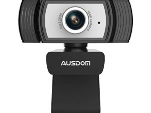 AUSDOM كاميرا ويب مع ميكروفون للكمبيوتر ، وكاميرا ويب AW33 USB مع 1080P HD للكمبيوتر المكتبي والكمبيوتر المحمول ، وكاميرا ويب دفق الفيديو بزاوية عريضة لنظام Mac Windows ، والتوصيل والتشغيل لاجتماعات Teams Zoom