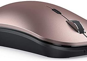 ماوس سيندا لاسلكي بلوتوث - ماوس لاسلكي قابل لإعادة الشحن متعدد الأغراض (BT 4.0 + USB + Type C اتصال ثلاثي الاتجاهات) فأرة كمبيوتر متوافقة مع iPad iPhone Mac OS Android Windows - ذهبي وردي