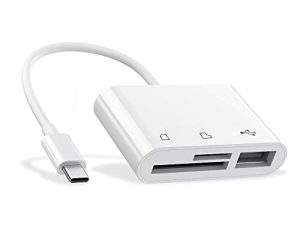 قارئ بطاقة ذاكرة USB C إلى Micro SD TF ، متوافق مع iPad Pro و MacBook Pro / Air و Chromebook ومحول قارئ بطاقة كاميرا USB 3 في 1 لأجهزة XPS و Galaxy S10 / S9 والمزيد من أجهزة USB C