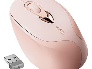 ماوس لاسلكي INPHIC وردي ، 2.4G USB قابلة لإعادة الشحن ماوس لاسلكي بنقرة صامتة ، ماوس لاسلكي محمول لطيف للكمبيوتر المحمول MacBook