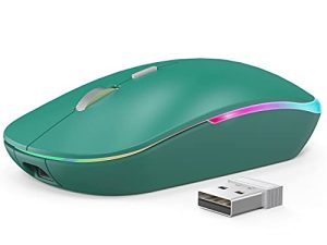 ماوس لاسلكي RGB ، ماوس WisFox 2.4G لاسلكي صامت قابل لإعادة الشحن ، 3 أوضاع (Bluetooth 5.0 / 3.0 + USB) ، ماوس LED مريح لأجهزة الكمبيوتر المحمول ، سطح المكتب ، Windows Mac iPad (أزرق مرجاني)