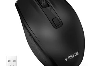 ماوس WisFox Bluetooth ، ماوس لاسلكي صامت يأتي مع وضعين (Bluetooth 3.0 / 5.0 + USB) ، ماوس لاسلكي محمول متعدد الأجهزة لأجهزة الكمبيوتر المحمول ، iPad ، MacOS ، الكمبيوتر الشخصي ، Windows ، Android (أسود)