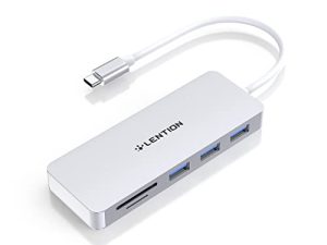 LENTION USB C Hub مع 3 USB 3.0 و SD / Micro SD Card Reader متوافق مع 2022-2016 MacBook Pro ، جديد Mac Air / iPad Pro / Surface ، المزيد ، محول Type C المعتمد من السائق المستقر (CB-C15 ، فضي)
