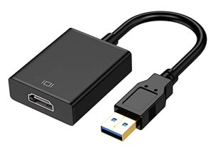 محول KUPOISHE USB إلى HDMI لشاشة Windows 11/10/8 ، محول HDMI USB لأجهزة الكمبيوتر المحمول Mac MacBook pro ، USB 3.0 USB 2.0 كابل HDMI لشاشات متعددة لتلفزيون الكمبيوتر المكتبي ، أسود