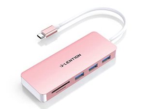 LENTION USB C Hub مع 3 USB 3.0 و SD / Micro SD Card Reader متوافق مع 2022-2016 MacBook Pro ، جديد Mac Air / iPad Pro / Surface ، المزيد ، محول Type C المعتمد من السائق المستقر (CB-C15 ، ذهبي وردي)