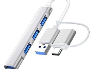 USB C إلى USB Hub 4 منافذ ، Siawclub USB 3.0 Hub مع محول من النوع C إلى USB ، Thunderbolt 3 إلى USB Hub متوافق مع Thunderbolt 4 MacBook Pro ، Pad Pro ، Mac ، Surface ، فضي