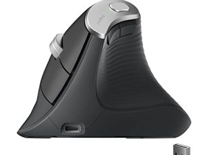 ماوس عمودي لاسلكي ، ماوس متطور مريح يقلل من إجهاد العضلات ، 2400 نقطة في البوصة ، USB C قابل لإعادة الشحن ، 3 أجهزة اتصال (Bluetooth أو USB) ، متوافق مع أجهزة الكمبيوتر ، أجهزة الكمبيوتر المحمول ، iPad ، Mac ، Windows ، رمادي