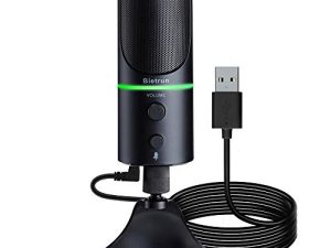 ميكروفون USB من Bietrun ، ميكروفون مكثف للألعاب لأجهزة Mac / Windows / Desktop / Laptop ، التوصيل والتشغيل ، مقبس سماعة رأس ، حلقة LED ، ميكروفون كمبيوتر للتكبير ، البث ، تسجيل الاستوديو