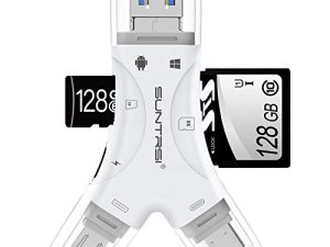 قارئ بطاقة SD لأجهزة iPhone / ipad / Android / Mac / الكمبيوتر / الكاميرا ، 4 in1 Micro SD Card Reader Trail Camera Viewer ، قارئ بطاقة الذاكرة المحمولة محول بطاقة SD متوافق مع بطاقات SD و TF (أبيض)