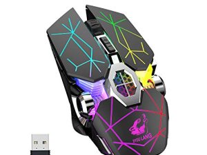 ماوس ألعاب لاسلكي يعمل بالبلوتوث قابل لإعادة الشحن مزود بـ 7 أزرار بألوان قوس قزح RGB بإضاءة خلفية متعددة الألوان 3 نقاط في البوصة قابلة للتعديل قبضة مريحة وضع توفير الطاقة للكمبيوتر الشخصي Mac (StarBlack)