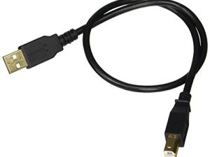 كابل Monoprice 1.5-Feet USB 2.0 A ذكر إلى B ذكر 28 / 24AWG (مطلي بالذهب) (105436) ، أسود