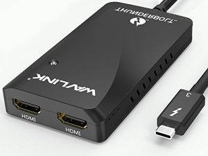 WAVLINK Thunderbolt 3 إلى محول HDMI مزدوج ، حتى 40 جيجابت في الثانية ، يدعم الشاشات المزدوجة 4K @ 60Hz أو الشاشات 5K @ 60Hz ، متوافقة مع Mac وبعض أنظمة Windows