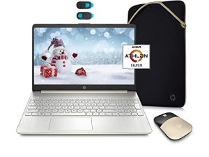 كمبيوتر محمول 2021 HP 15.6 بوصة عالي الدقة ، AMD Athlon Silver N3050U ، ذاكرة وصول عشوائي 4 جيجابايت ، 128 جيجابايت SSD ، HDMI ، USB-C ، كاميرا ويب ، Windows 10 S مع Office 365 لمدة عام واحد ، ماوس ، حافظة + ملحق YSC (ذهبي)