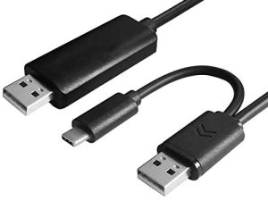 كابل نقل بيانات USB قابل للكهرباء 6.5FT Easy Link PC to PC نقل البيانات ومشاركة ماوس لوحة المفاتيح متوافق مع Mac و Windows