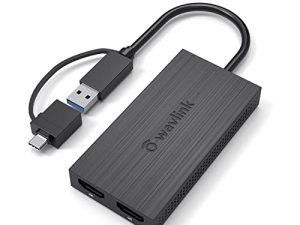 Wavlink USB 3.0 to Dual HDMI UHD Universal Video Graphics Adapter يدعم ما يصل إلى 6 شاشات عرض ، 4K @ 30Hz و 1080 @ 60Hz محول بطاقة الفيديو الخارجية يدعم Windows ، Mac ، Chrome OS ، Android 7.1 أعلاه