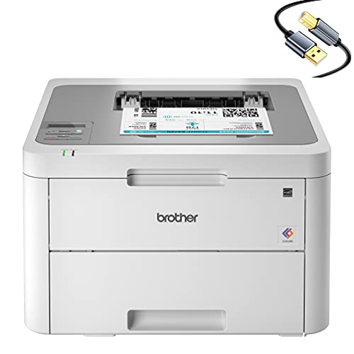 Brother HL-L3210CW USB & Wireless Digital Color Laser Printer for Home Business Office - Single-Function: Print Only - 19 ppm، 600 x 2400 dpi، 250-Sheet Large Capacity، Tillsiy USB Printer Cable Brother HL-L3210CW USB & Wireless Digital Color Laser Printer for Home Business Office - Single-Function: Print Only - 19 ppm، 600 x 2400 dpi، 250-Sheet Large Capacity، Tillsiy USB Printer Cable