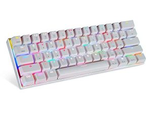 Motospeed Bluetooth / Wired 60٪ لوحة مفاتيح ميكانيكية - 61 مفتاحًا متعدد الألوان RGB بإضاءة خلفية من النوع C للألعاب / لوحة مفاتيح مكتبية لأجهزة الكمبيوتر / ألعاب Mac (مفتاح أزرق ، أبيض)