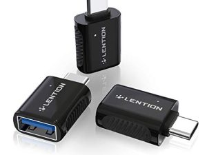 محول LENTION USB C إلى USB 3.0 (3 عبوات) ، محول OTG ذكر إلى USB أنثى من النوع C متوافق مع 2022-2016 MacBook Pro ، جهاز iPad Pro / Mac Air / Surface الجديد ، هاتف / جهاز لوحي ، معتمد من برنامج التشغيل الثابت (CB-C3s ، أسود)