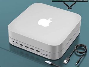 12 في 1 Mac Mini Dock & Stand مع حاوية SSD ، حامل Mac Mini و Hub لماك ميني M1 مع SATA SSD / HDD ، 4K HDMI / VGA ، 4 * USB ، فتحة TF / SD ، مقبس صوت ، Mac Mini Hub متوافق مع Mac ميني 2018/2020