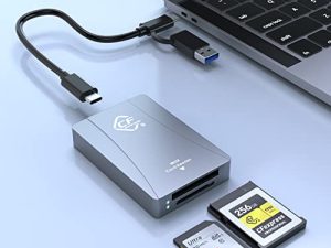 قارئ بطاقة CFexpress من النوع B وقارئ بطاقة SD USB 3.1 Gen 2 10Gbps CFexpress بطاقة قارئ المحمولة الألومنيوم CFexpress ميموري كارد محول Thunderbolt 3 منفذ اتصال دعم Android / Windows / Mac OS