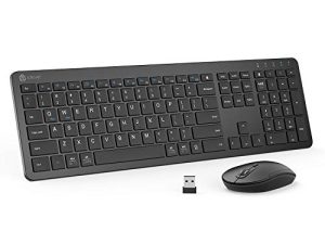 لوحة مفاتيح وماوس لاسلكي من iClever GK08 - لوحة مفاتيح لاسلكية قابلة لإعادة الشحن بتصميم مريح بالحجم الكامل مع لوحة أرقام ، لوحة مفاتيح وماوس نحيفان متصلان 2.4G لنظام التشغيل Windows و Mac OS