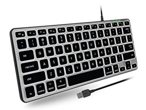 Macally Backlit Mac Keyboard السلكية - الحجم المثالي والمضيء - لوحة مفاتيح Apple رفيعة ومضغوطة مع 3 مستويات سطوع مفاتيح LED - لوحة مفاتيح سلكية صغيرة لأجهزة Mac و MacBook Pro / Air و iMac (رمادي فلكي)
