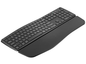 لوحة مفاتيح Nulea Ergonomic Keyboard اللاسلكية ، لوحة مفاتيح منحنية مع مسند معصم قابل للفصل ، كتابة طبيعية ، شحن USB-C ، اتصال Bluetooth و USB ، متوافق مع Windows / Mac