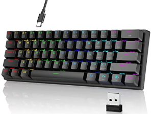 60٪ لوحة مفاتيح ميكانيكية لاسلكية ، 2.4G / Type-C / لوحة مفاتيح بلوتوث مع إضاءة خلفية RGB ، مفتاح أزرق النقر ، 61 مفتاحًا لوحة مفاتيح سلكية للألعاب المكتبية الصغيرة لأجهزة iPad Mac Windows Xbox Gamer ، سهلة الحمل أثناء الرحلة