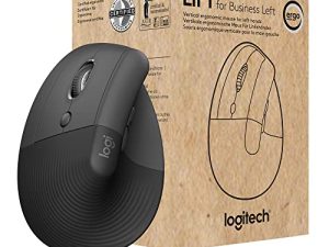 Logitech Lift for Business يسار ، ماوس عمودي مريح - باليد اليسرى ، لاسلكي ، Bluetooth أو Secured Logi Bolt USB ، نقرات هادئة ، معتمد عالميًا ، Windows / Mac / Chrome / Linux - جرافيت