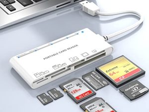 قارئ بطاقات متعدد 7 في 1 ، قارئ بطاقة ذاكرة USB 3.0 لـ SD / SDXC / SDHC / Micro SD / CF / XD / MS / MMC بطاقة ذاكرة الكاميرا ، قارئ / كاتب بطاقة USB 7 في 1 (5 جيجابت في الثانية) قارئ بطاقة SD لـ Windows و Mac OS و Linux (أبيض)