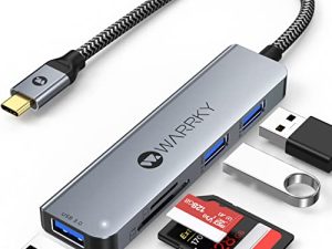 قارئ بطاقة USB C SD 5 في 1 ، WARRKY 【Highspeed 3 USB 3.0 ، كابل نايلون مضاد للاهتراء ، قارئ بطاقات Micro SD من النوع C متوافق مع أجهزة Samsung Galaxy و MacBook Pro و Mac و iPad وهواتف Android والأجهزة اللوحية
