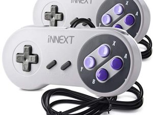 2 حزمة SNES Retro USB Super Controller Gamepad Joystick ، USB PC Super Classic Controller Joypad Gamestick لنظام التشغيل Windows PC MAC Linux Raspberry Pi 3 Sega Genesis Higan Grey / Purple